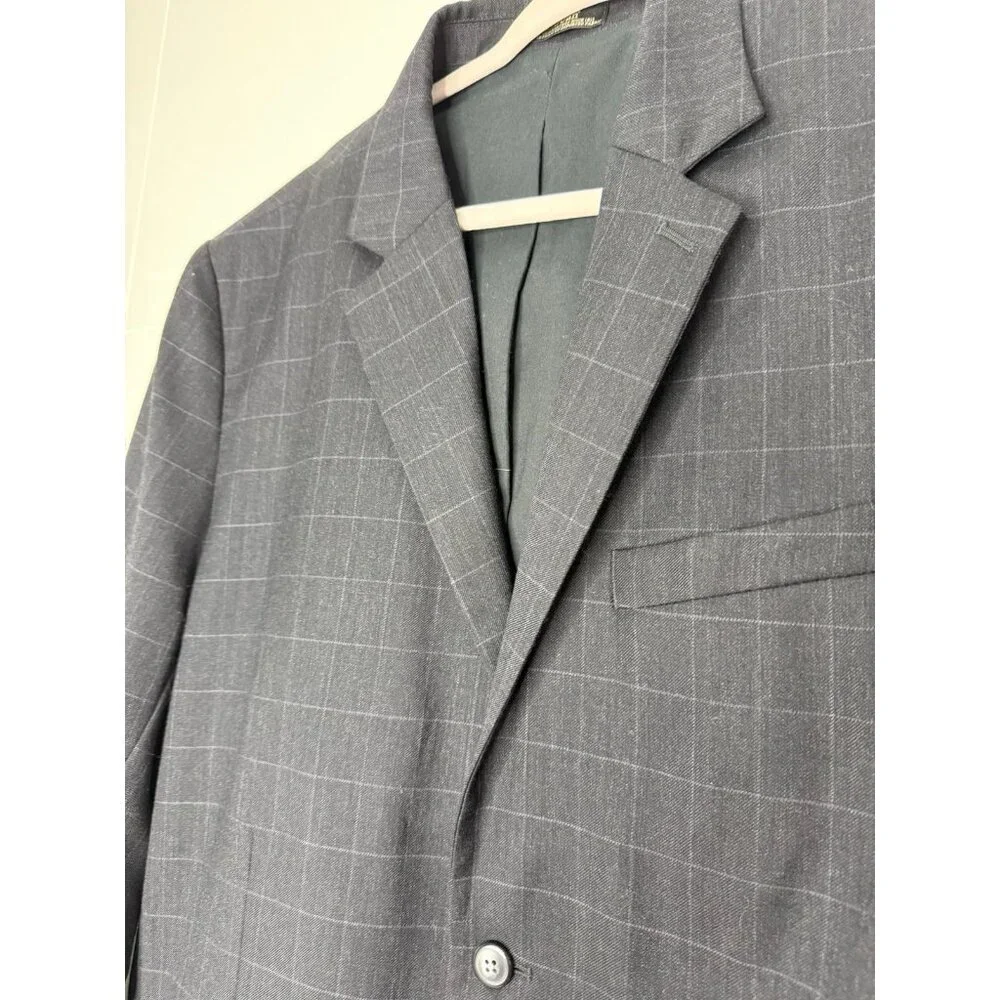 Vintage LL BEAN Plaid Wool Blazer Sport Coat Cotton Lined Classic 48 R​